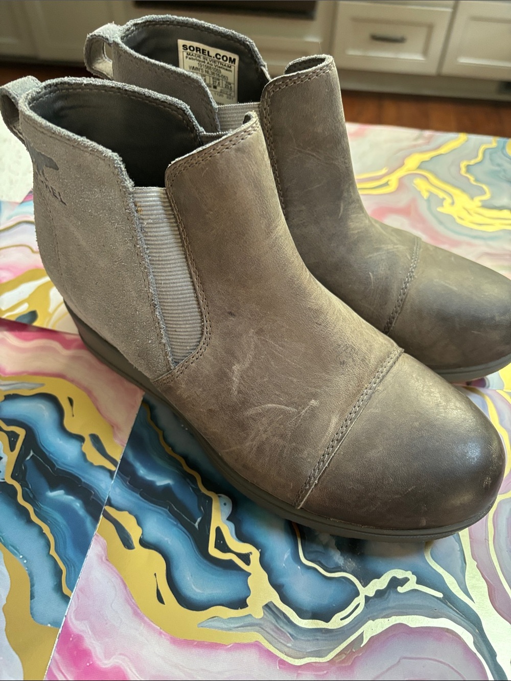 Sorel Evie Pull-On Waterproof Wedge Boot grey. 6.5